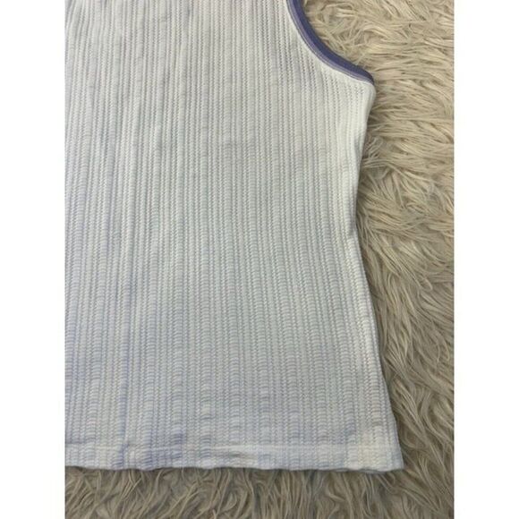 Anthropologie Saturday Sunday Seidler Ribbed Tank Top White & Purple Size Large - Picture 8 of 8